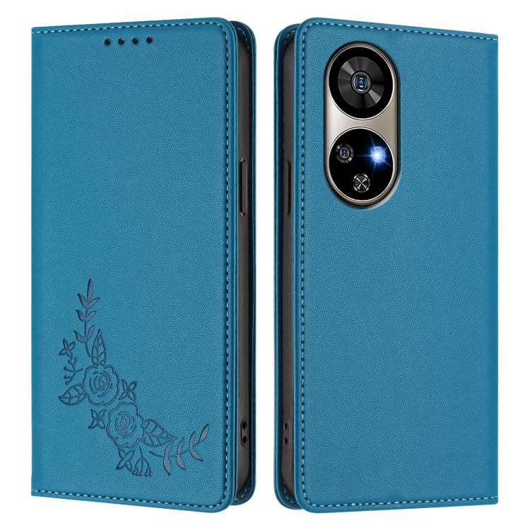 For Ulefone Note 17 Pro Peony Embossed Magnetic RFID Vegan Leather Phone Case