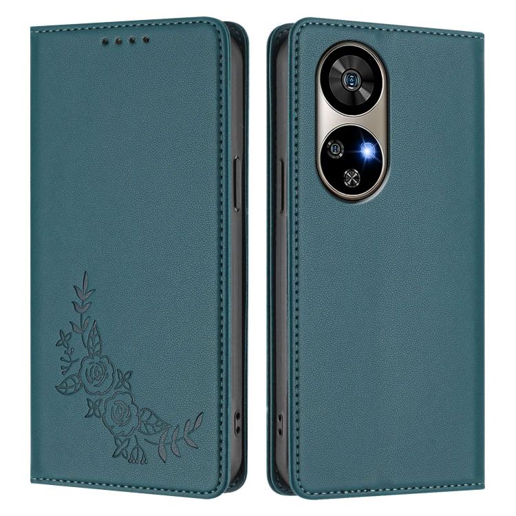 For Ulefone Note 17 Pro Peony Embossed Magnetic RFID Vegan Leather Phone Case