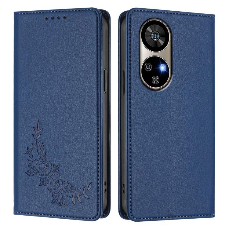 For Ulefone Note 17 Pro Peony Embossed Magnetic RFID Vegan Leather Phone Case