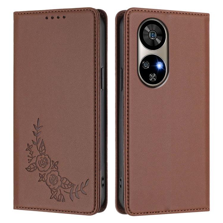 For Ulefone Note 17 Pro Peony Embossed Magnetic RFID Vegan Leather Phone Case