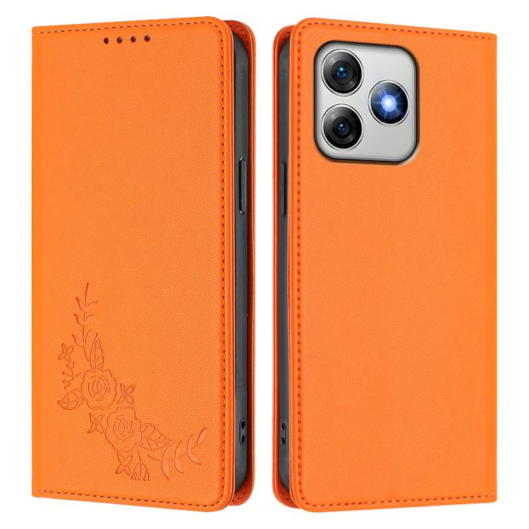 For Ulefone Note 18 Ultra 5G / 18 Pro Peony Embossed Magnetic RFID Vegan Leather Phone Case