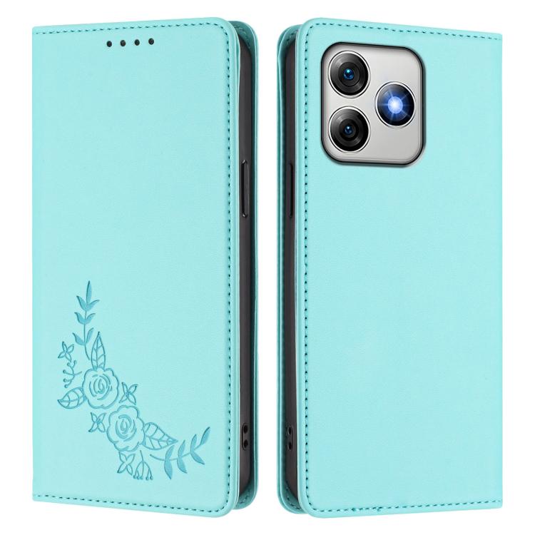 For Ulefone Note 18 Ultra 5G / 18 Pro Peony Embossed Magnetic RFID Vegan Leather Phone Case