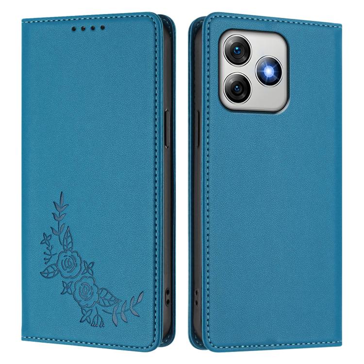For Ulefone Note 18 Ultra 5G / 18 Pro Peony Embossed Magnetic RFID Vegan Leather Phone Case