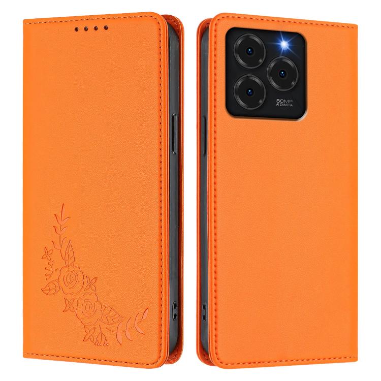 For Ulefone Note 20 Pro Peony Embossed Magnetic RFID Vegan Leather Phone Case