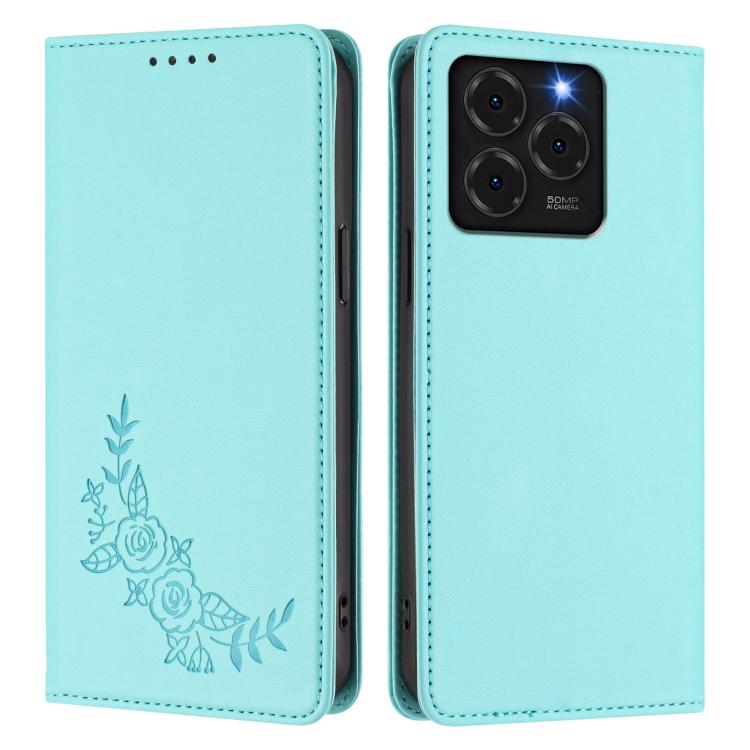 For Ulefone Note 20 Pro Peony Embossed Magnetic RFID Vegan Leather Phone Case