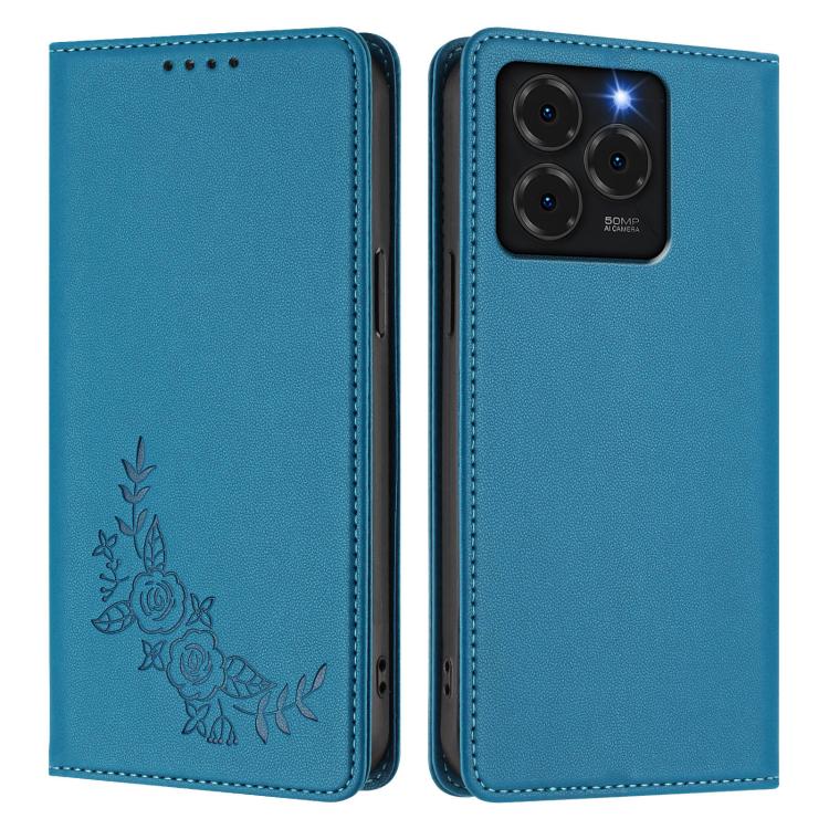 For Ulefone Note 20 Pro Peony Embossed Magnetic RFID Vegan Leather Phone Case