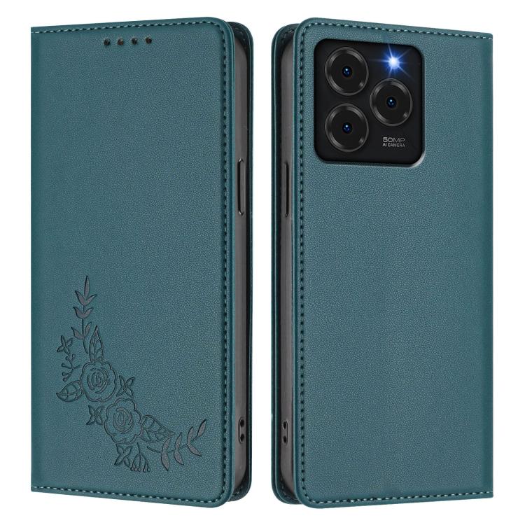 For Ulefone Note 20 Pro Peony Embossed Magnetic RFID Vegan Leather Phone Case