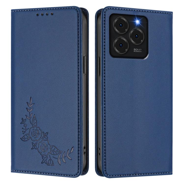 For Ulefone Note 20 Pro Peony Embossed Magnetic RFID Vegan Leather Phone Case