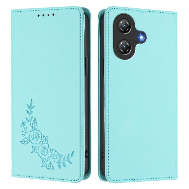 For Ulefone Note 21 Peony Embossed Magnetic RFID Vegan Leather Phone Case