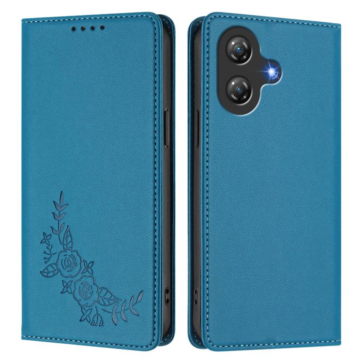 For Ulefone Note 21 Peony Embossed Magnetic RFID Vegan Leather Phone Case