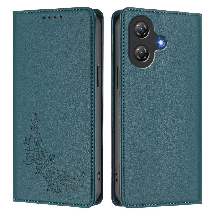 For Ulefone Note 21 Peony Embossed Magnetic RFID Vegan Leather Phone Case