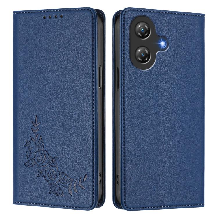 For Ulefone Note 21 Peony Embossed Magnetic RFID Vegan Leather Phone Case