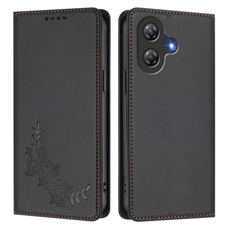 For Ulefone Note 21 Peony Embossed Magnetic RFID Vegan Leather Phone Case