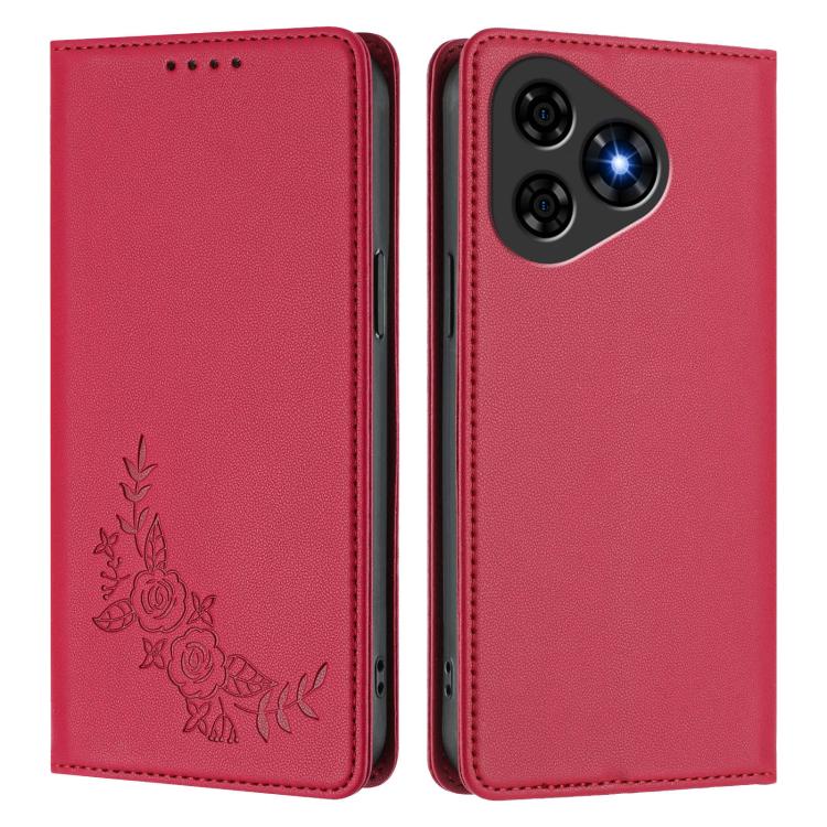 For Ulefone Note 19 Peony Embossed Magnetic RFID Vegan Leather Phone Case