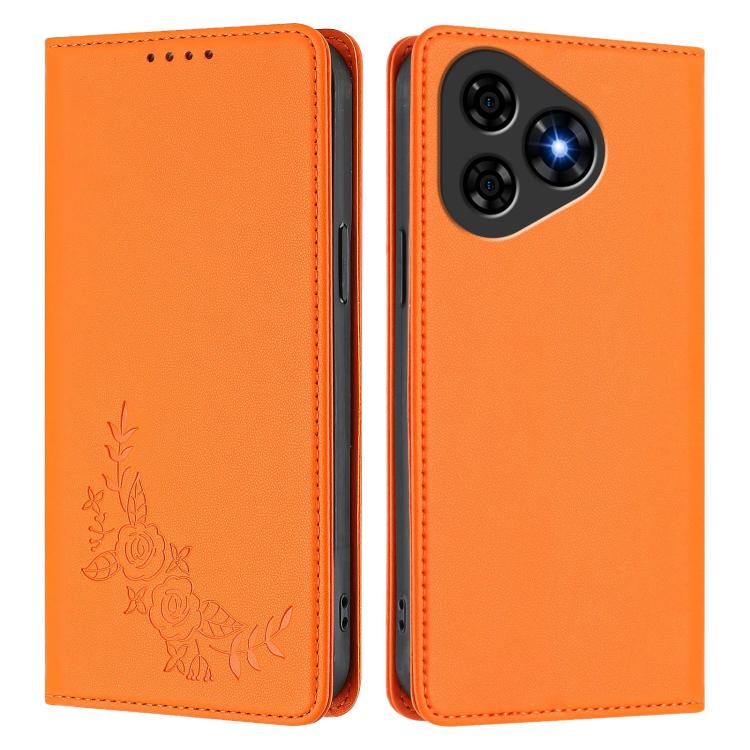 For Ulefone Note 19 Peony Embossed Magnetic RFID Vegan Leather Phone Case