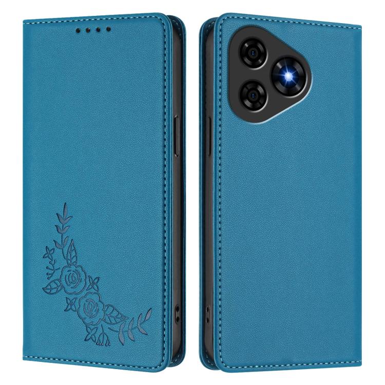For Ulefone Note 19 Peony Embossed Magnetic RFID Vegan Leather Phone Case