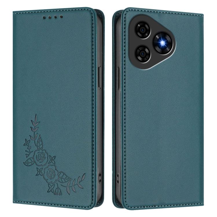 For Ulefone Note 19 Peony Embossed Magnetic RFID Vegan Leather Phone Case