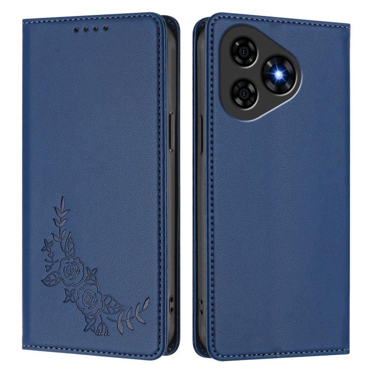 For Ulefone Note 19 Peony Embossed Magnetic RFID Vegan Leather Phone Case