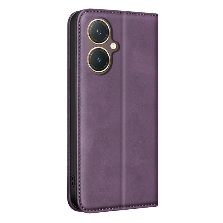 For vivo Y27 4G BINFEN COLOR Calfskin Texture Magnetic RFID Vegan Leather Phone Case