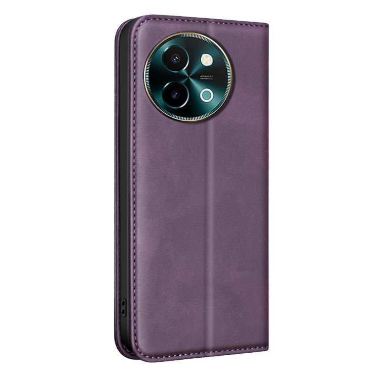 For vivo Y38 / Y200i BINFEN COLOR Calfskin Texture Magnetic RFID Vegan Leather Phone Case