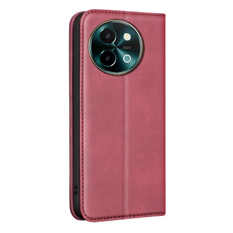 For vivo Y38 / Y200i BINFEN COLOR Calfskin Texture Magnetic RFID Vegan Leather Phone Case