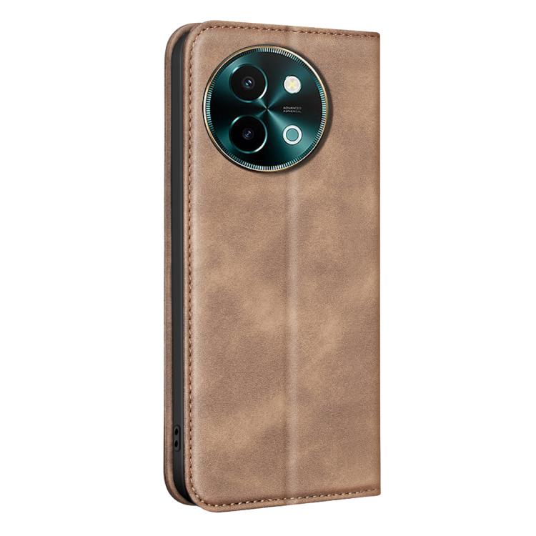 For vivo Y38 / Y200i BINFEN COLOR Calfskin Texture Magnetic RFID Vegan Leather Phone Case