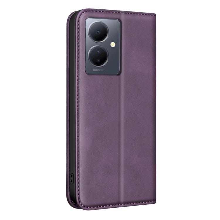 For vivo Y78 / Y36 BINFEN COLOR Calfskin Texture Magnetic RFID Vegan Leather Phone Case