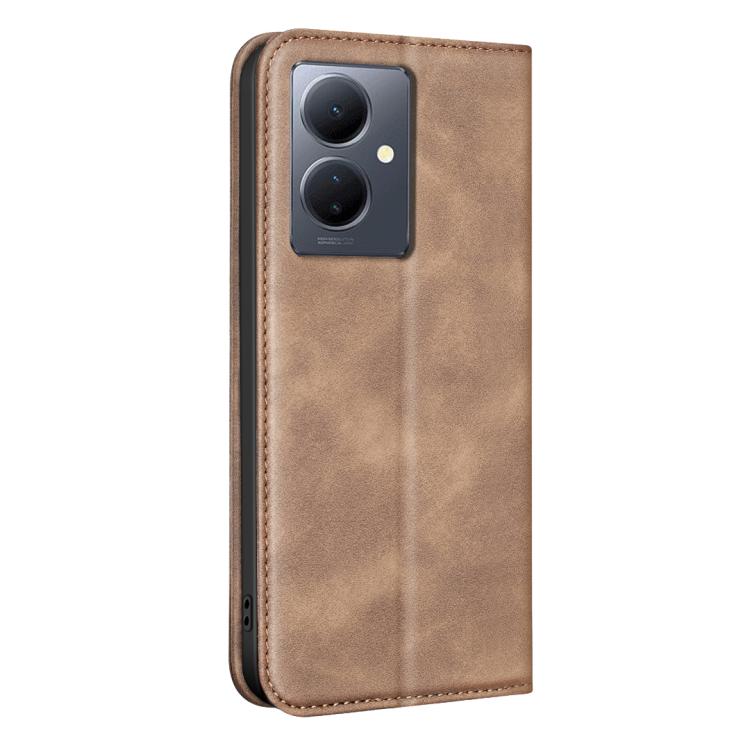 For vivo Y78 / Y36 BINFEN COLOR Calfskin Texture Magnetic RFID Vegan Leather Phone Case