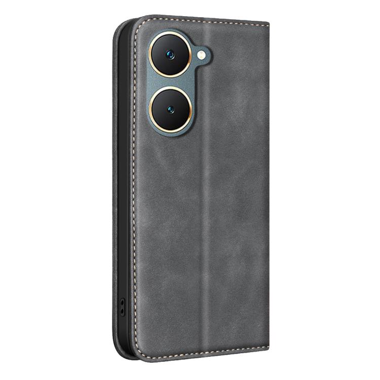For vivo Y03 4G Global BINFEN COLOR Calfskin Texture Magnetic RFID Vegan Leather Phone Case