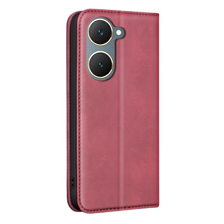 For vivo Y03 4G Global BINFEN COLOR Calfskin Texture Magnetic RFID Vegan Leather Phone Case