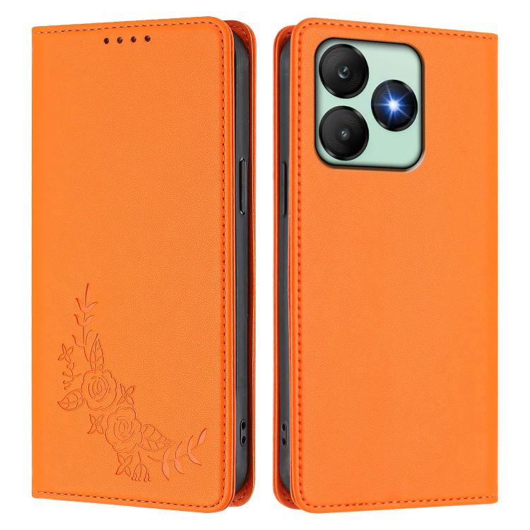 For Wiko T20 Peony Embossed Magnetic RFID Vegan Leather Phone Case