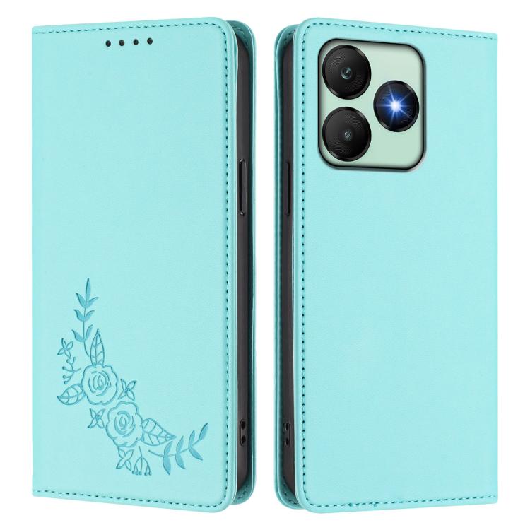 For Wiko T20 Peony Embossed Magnetic RFID Vegan Leather Phone Case