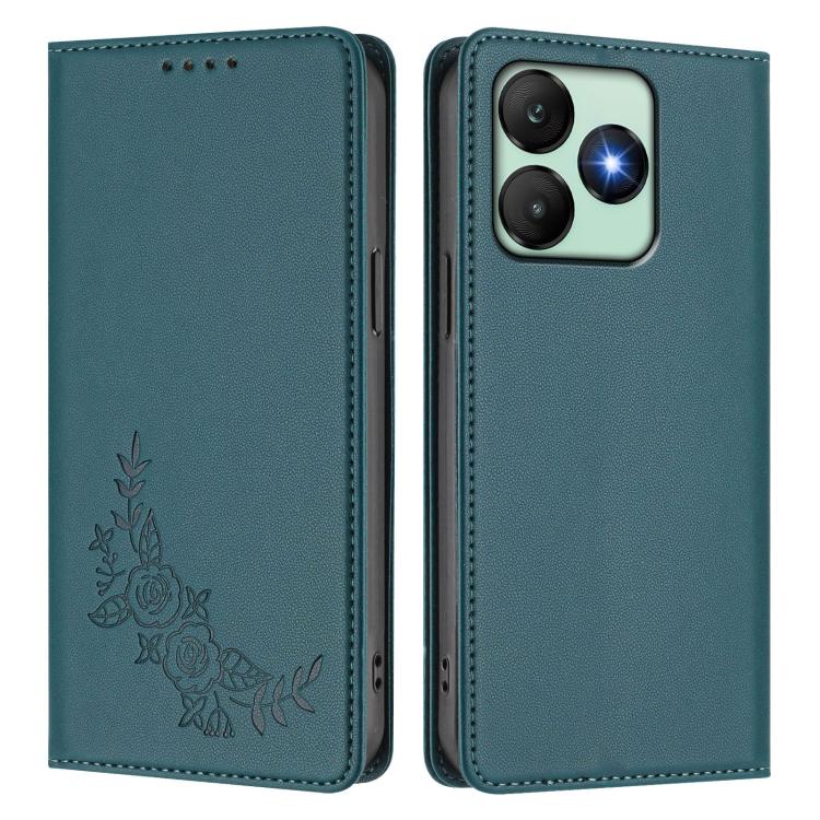 For Wiko T20 Peony Embossed Magnetic RFID Vegan Leather Phone Case