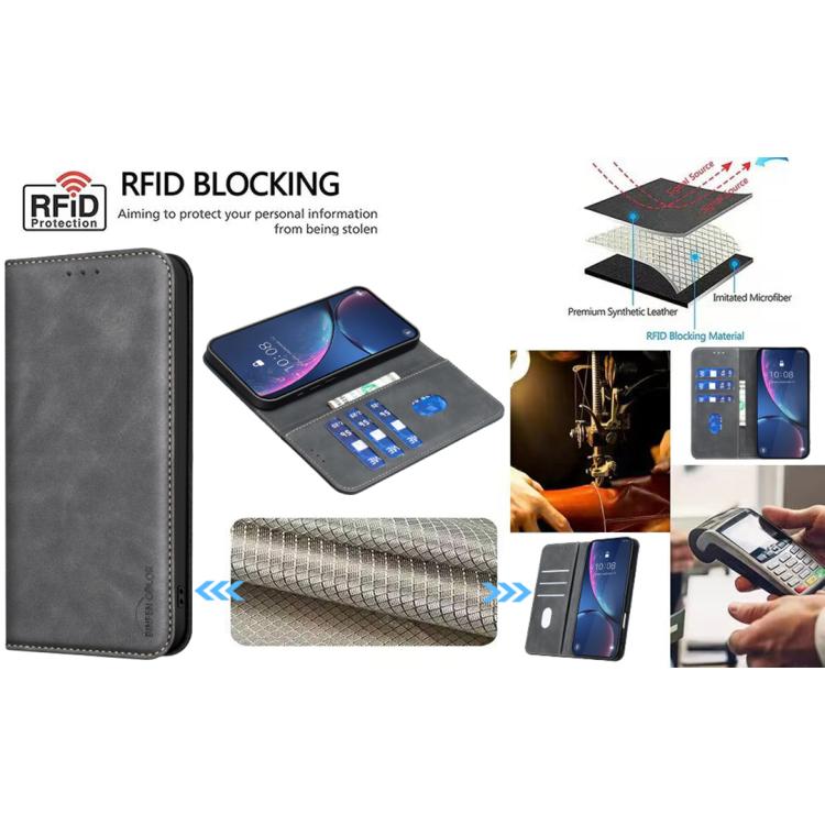 For Google Pixel 8a BINFEN COLOR Calfskin Texture Magnetic RFID Vegan Leather Phone Case