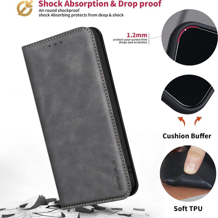 For Google Pixel 8a BINFEN COLOR Calfskin Texture Magnetic RFID Vegan Leather Phone Case