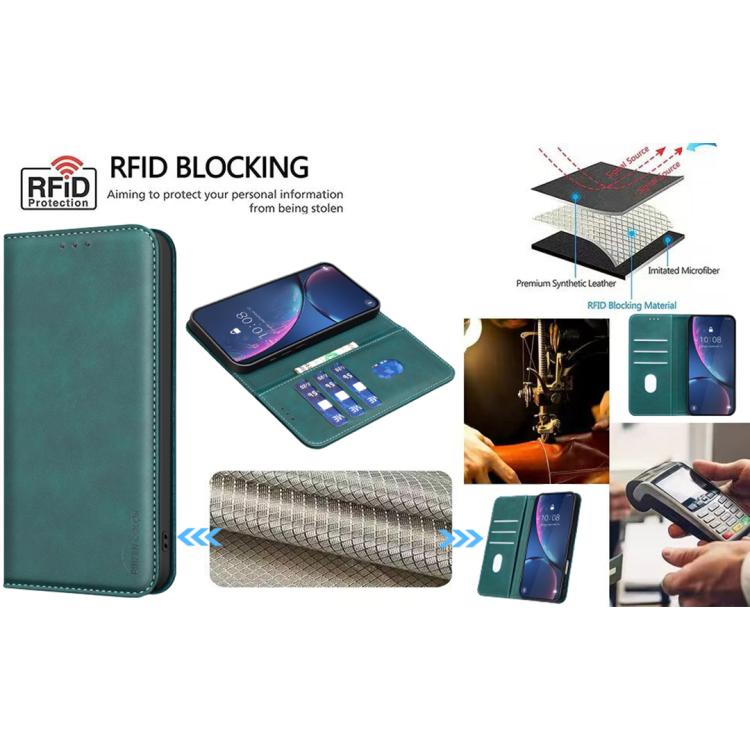 For Google Pixel 8a BINFEN COLOR Calfskin Texture Magnetic RFID Vegan Leather Phone Case