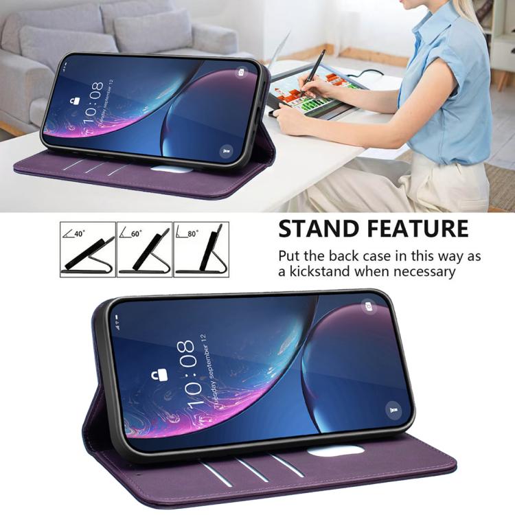 For Google Pixel 8a BINFEN COLOR Calfskin Texture Magnetic RFID Vegan Leather Phone Case