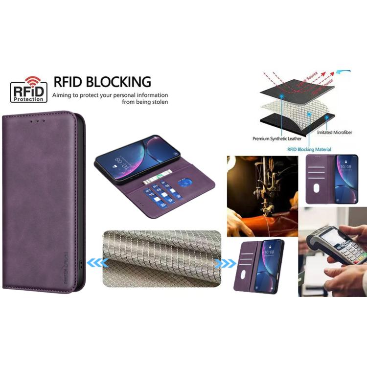 For Google Pixel 8a BINFEN COLOR Calfskin Texture Magnetic RFID Vegan Leather Phone Case