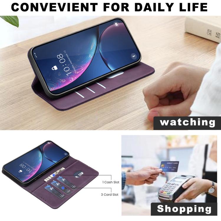For Google Pixel 8a BINFEN COLOR Calfskin Texture Magnetic RFID Vegan Leather Phone Case