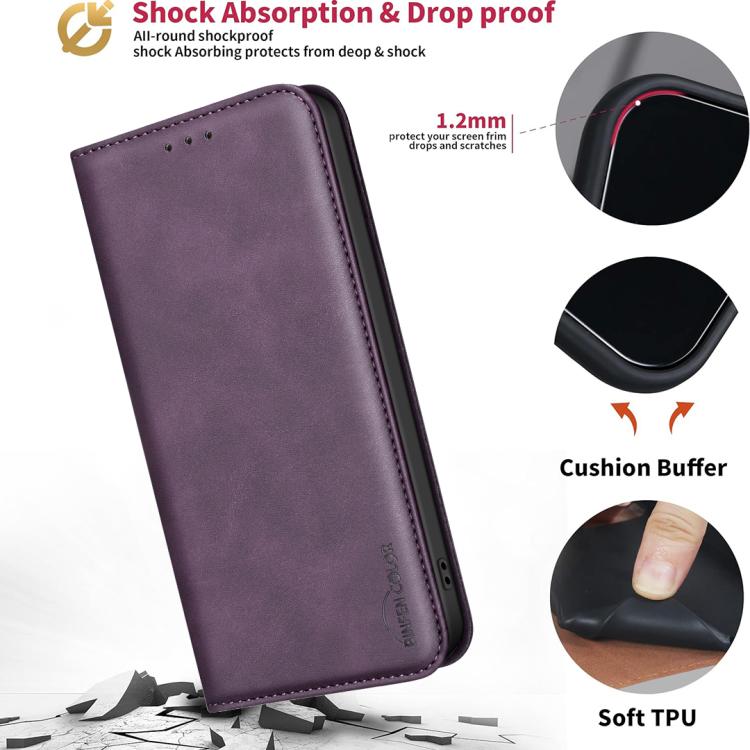 For Google Pixel 8a BINFEN COLOR Calfskin Texture Magnetic RFID Vegan Leather Phone Case