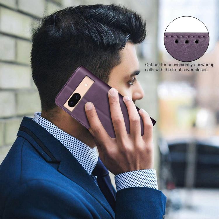 For Google Pixel 8a BINFEN COLOR Calfskin Texture Magnetic RFID Vegan Leather Phone Case
