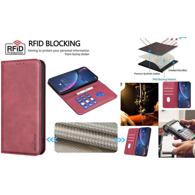 For Google Pixel 8a BINFEN COLOR Calfskin Texture Magnetic RFID Vegan Leather Phone Case