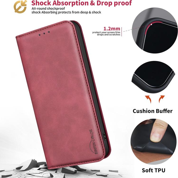 For Google Pixel 8a BINFEN COLOR Calfskin Texture Magnetic RFID Vegan Leather Phone Case