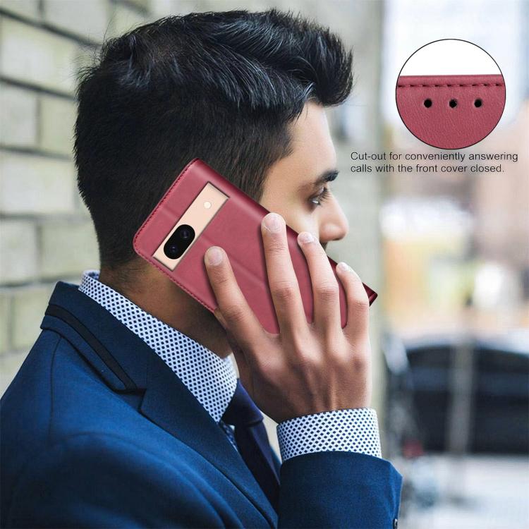 For Google Pixel 8a BINFEN COLOR Calfskin Texture Magnetic RFID Vegan Leather Phone Case