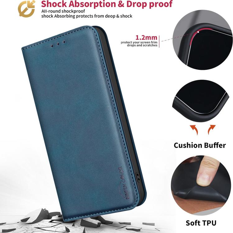 For Google Pixel 8a BINFEN COLOR Calfskin Texture Magnetic RFID Vegan Leather Phone Case