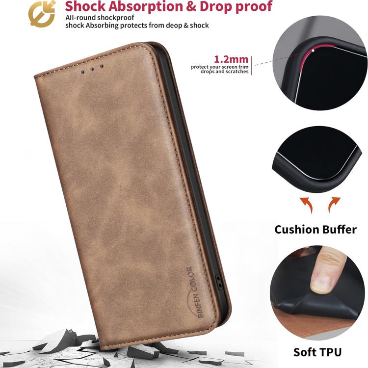 For Google Pixel 8a BINFEN COLOR Calfskin Texture Magnetic RFID Vegan Leather Phone Case