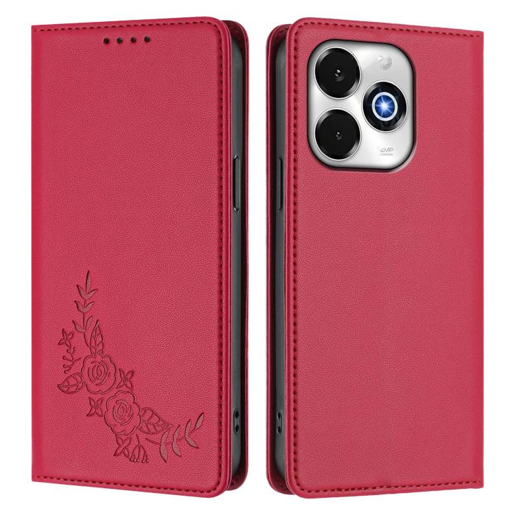 For UMIDIGI G100X 5G / G9x / Note 100x 5G Peony Embossed Magnetic RFID Vegan Leather Phone Case