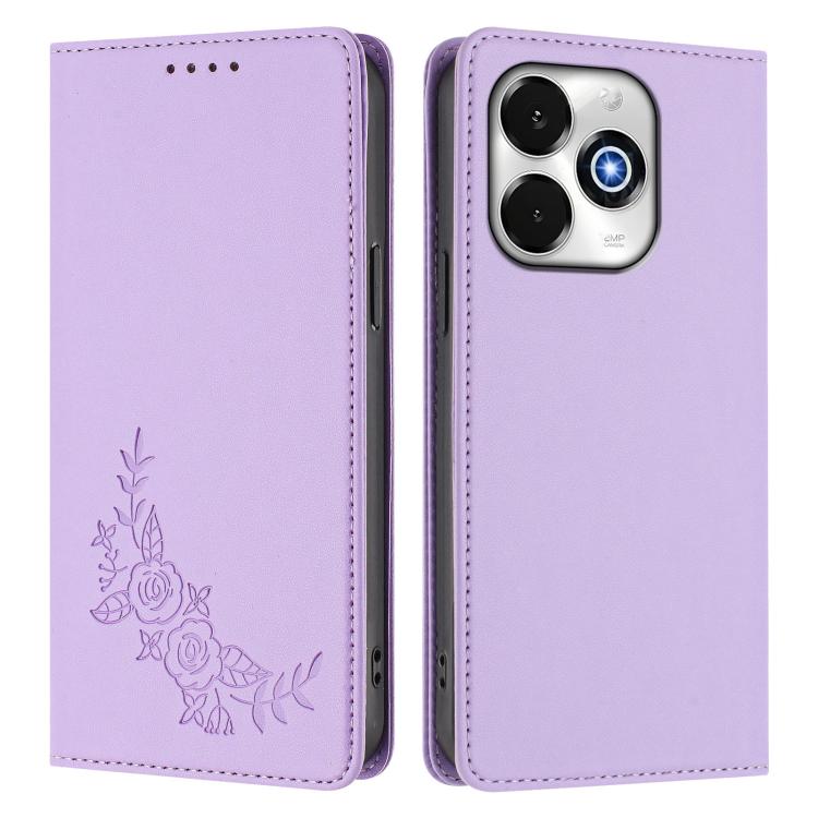 For UMIDIGI G100X 5G / G9x / Note 100x 5G Peony Embossed Magnetic RFID Vegan Leather Phone Case