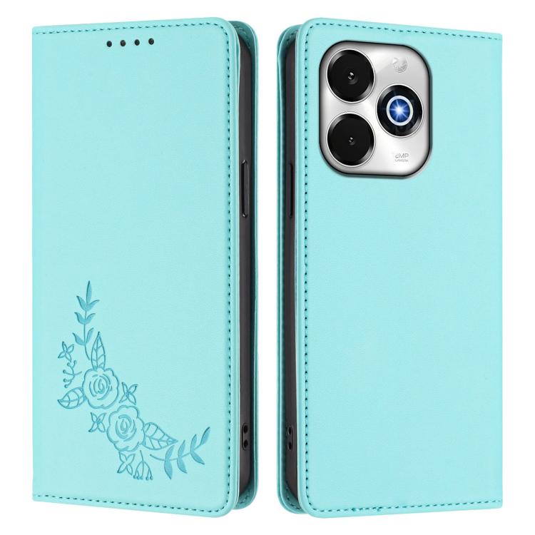 For UMIDIGI G100X 5G / G9x / Note 100x 5G Peony Embossed Magnetic RFID Vegan Leather Phone Case