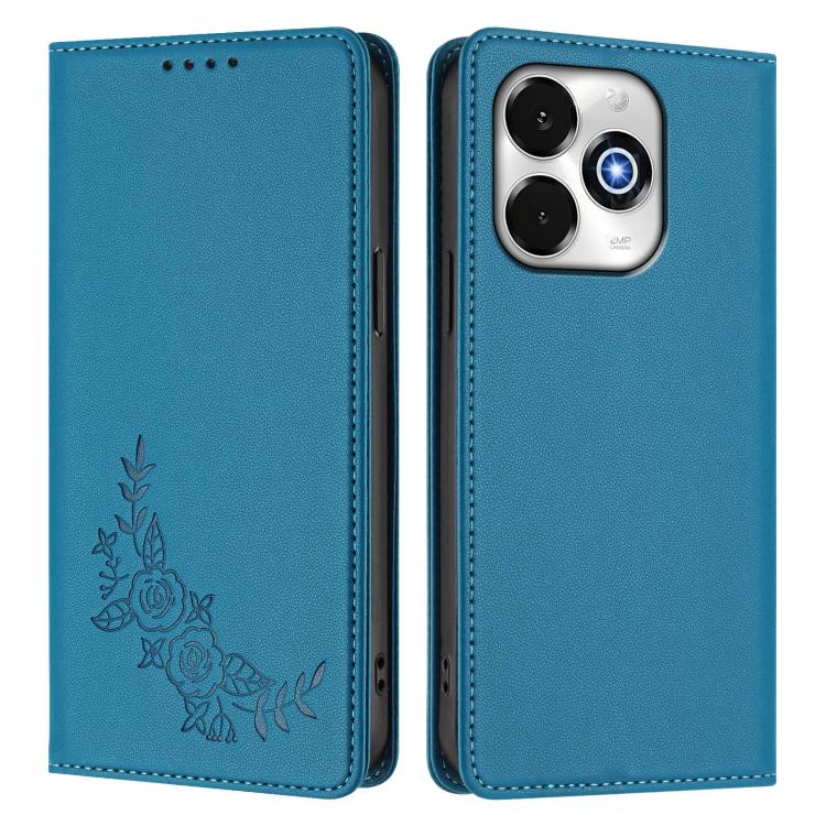 For UMIDIGI G100X 5G / G9x / Note 100x 5G Peony Embossed Magnetic RFID Vegan Leather Phone Case